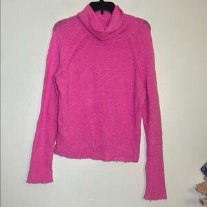 John + Jenn Anthropologie Hot Barbie Pink Fuzzy Knit Cowl Neck Sweater XS